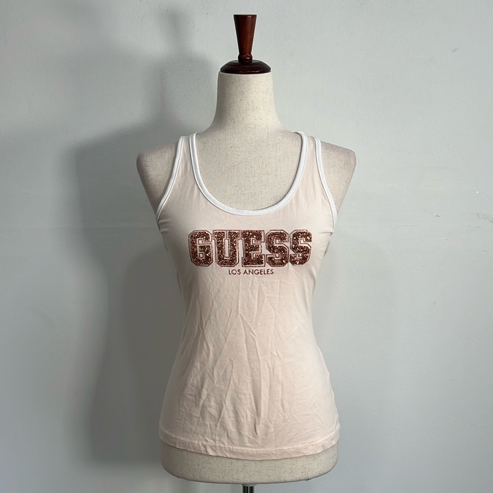 Y2k mcbling Guess Rhinestone tank top